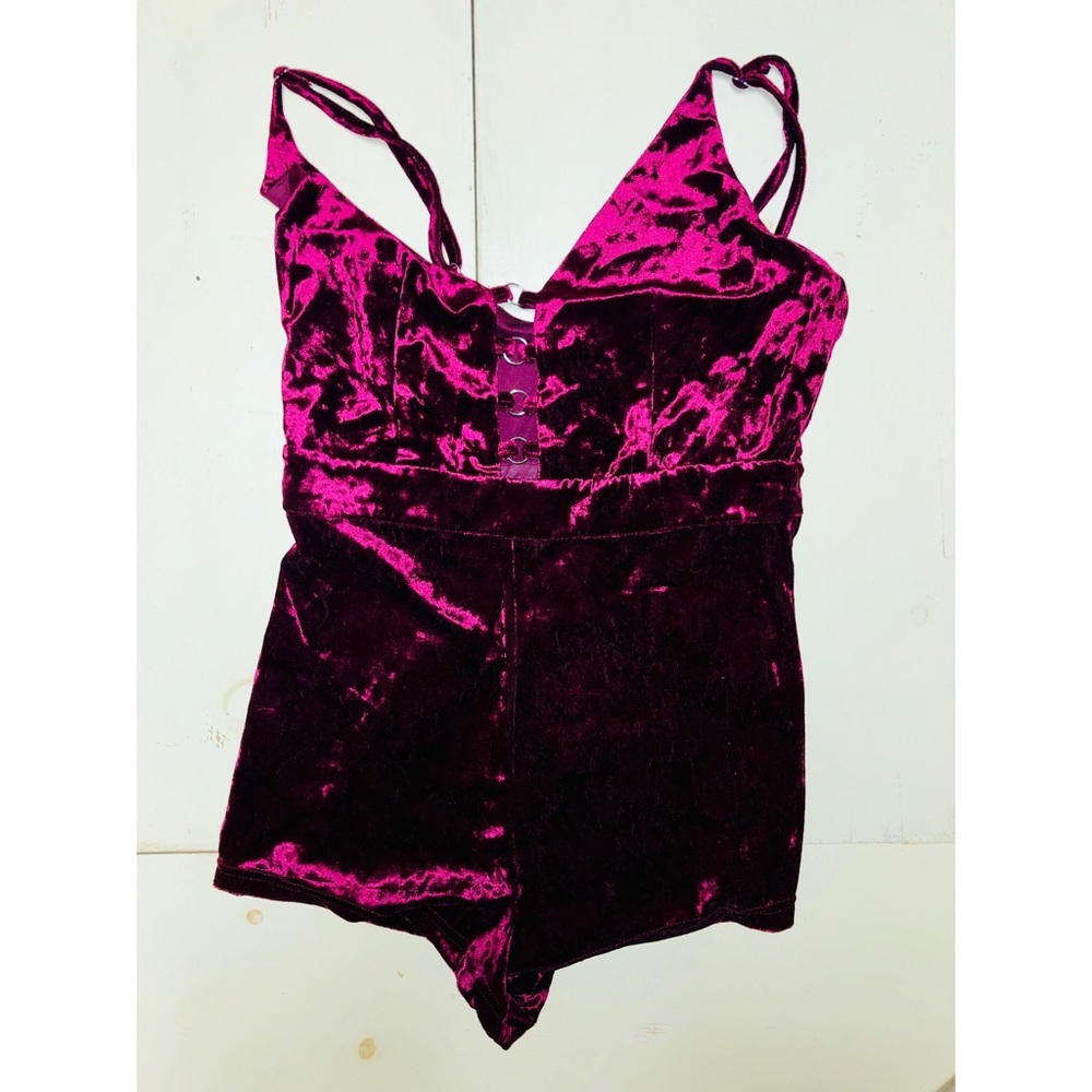 Maroon/Magenta velvet bodysuit